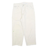 CALVIN KLEIN Womens Jeans White Relaxed Straight Cotton W32 L24 Frayed Hem Zip