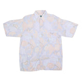 RUDNICK Mens White & Pastel Abstract Pattern Shirt M Cotton Blend Casual Summer