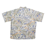 COOKE STREET Mens Blue & Beige Leaf Pattern Cotton Blend Shirt 2XL Relaxed Fit