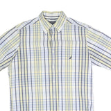 NAUTICA Mens Blue & Yellow Check Shirt M Cotton Blend Casual Smart