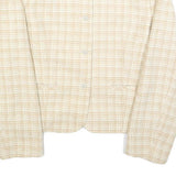 Womens Beige & Cream Checked Button Jacket L Polyester Blend Classic Tailored