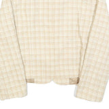 Womens Beige & Cream Checked Button Jacket L Polyester Blend Classic Tailored