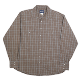 WRANGLER Mens Brown & White Check Shirt XL Western Style Button Front Casual