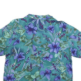 NOTATIONS Womens Green & Purple Floral Short Sleeve Shirt L Lightweight Cotton