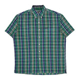 Chaps Ralph Lauren Checked Short Sleeve Shirt - Large Green Cotton