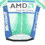 HINCAPIE Mens Green & Blue Modern M Short Sleeve Zip Neck Cycling Jersey