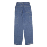 Womens Relaxed Blue Denim Jeans Patchwork Cotton Blend W28 L34 Zip Closure