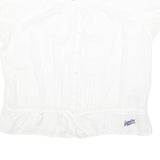 SUPERDRY Womens White Bardot Top Short Sleeve Button Neck Plain L Cotton Blend