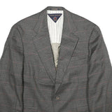 TOMMY HILFIGER Mens Grey & Maroon Checked Blazer Jacket L Cotton Button Classic