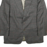 TOMMY HILFIGER Mens Grey & Maroon Checked Blazer Jacket L Cotton Button Classic