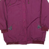 Womens Purple & Burgundy Reversible Plain Button Polyester Blend Jacket L