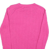 TOMMY HILFIGER Womens Pink Fashion Jumper Patterned V-Neck Basic Knit L Cotton