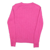 TOMMY HILFIGER Womens Pink Fashion Jumper Patterned V-Neck Basic Knit L Cotton