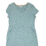 WHITE STUFF Womens Blue Floral Day Cotton Blend Dress UK 16 Pockets V-Neck