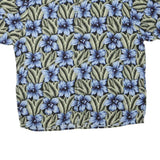 JOHN HENRY Mens Blue & Green Floral Cotton Blend Shirt L Summer Casual