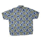 JOHN HENRY Mens Blue & Green Floral Cotton Blend Shirt L Summer Casual