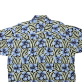 JOHN HENRY Mens Blue & Green Floral Cotton Blend Shirt L Summer Casual