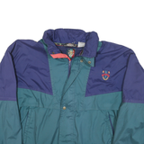 SUNICE Mens Blue & Teal Colourblock Zip Up Nylon Jacket M Lightweight Retro