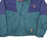 SUNICE Mens Blue & Teal Colourblock Zip Up Nylon Jacket M Lightweight Retro