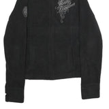 HARLEY DAVIDSON Womens Black Zip Jacket L Polyester Embroidered Casual