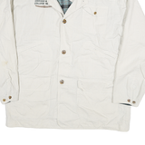 MV SPORT Mens White & Navy Coat Jacket M Cotton Button Plaid Check Casual