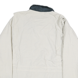 MV SPORT Mens White & Navy Coat Jacket M Cotton Button Plaid Check Casual