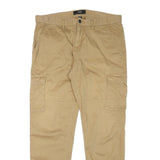 SMOG Mens Cotton Blend Relaxed Beige Cargo Trousers W38 L32 Casual Zip Closure