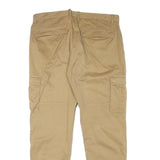 SMOG Mens Cotton Blend Relaxed Beige Cargo Trousers W38 L32 Casual Zip Closure