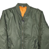 Mens Green Bomber Jacket S Polyester Blend Plain Lightweight Zip Fastening