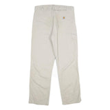 CARHARTT Mens Cotton Blend Beige Relaxed Straight Trousers W32 L30 Workwear Zip