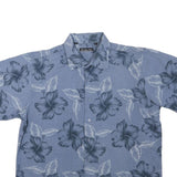 RED LEVEL NINE Mens Blue Floral Short Sleeve Shirt L Cotton Blend Casual Summer