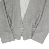 Womens Grey Button Jacket S Polyester Blend Plain Stylish Comfortable