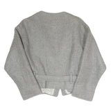 Womens Grey Button Jacket S Polyester Blend Plain Stylish Comfortable