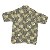 PURITAN Mens Green & Yellow Floral Pattern Cotton Blend Shirt M Relaxed Fit