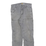 CARHARTT Mens Cotton Blend Grey Relaxed Straight Trousers W31 L34 Workwear Zip