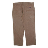 DICKIES Mens Cotton Blend Brown Relaxed Straight Trousers W40 L32 Workwear Zip