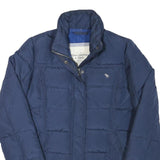 ABERCROMBIE & FITCH Womens Navy Blue Puffer Jacket L Polyester Blend Zip Casual