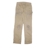 CARHARTT Mens Regular Fit Beige Cotton Blend Trousers W33 L34 Workwear Zip