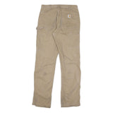 CARHARTT Mens Regular Fit Beige Cotton Blend Trousers W33 L34 Workwear Zip