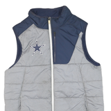 NIKE Mens Grey & Navy NFL Sleeveless Puffer Vest S Polyester Blend Zip