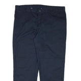 DICKIES Mens Cotton Blend Navy Regular Straight Trousers W44 L31 Workwear Zip