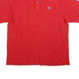 LACOSTE Mens Red Short Sleeve Plain Polo Shirt XL Classic Cotton Blend