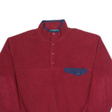 PORT AUTHORITY Mens Red Plain Pullover Regular Fit Fleece XL Long Sleeve Snap