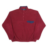 PORT AUTHORITY Mens Red Plain Pullover Regular Fit Fleece XL Long Sleeve Snap