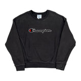 Reverse Weave Champion Spellout Sweatshirt - Medium Black Cotton