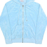 JUICY COUTURE Womens Blue Zip Up Hoodie S Soft Cotton Blend Casual