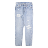 LEVI'S 501S Womens Jeans Blue Regular Straight Denim Light W24 L28 Distressed