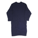 LACOSTE Womens Navy Blue Cotton Blend Cable Knit Midi Dress Long Sleeve L