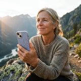 Powder Blue Rockies iPhone 14 Case - Lifestyle photo showing phone case in use
