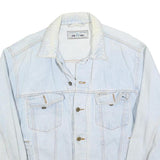 AUTHENTIC CLOTHING Mens Light Blue Denim Jacket L Cotton Button Plain Classic